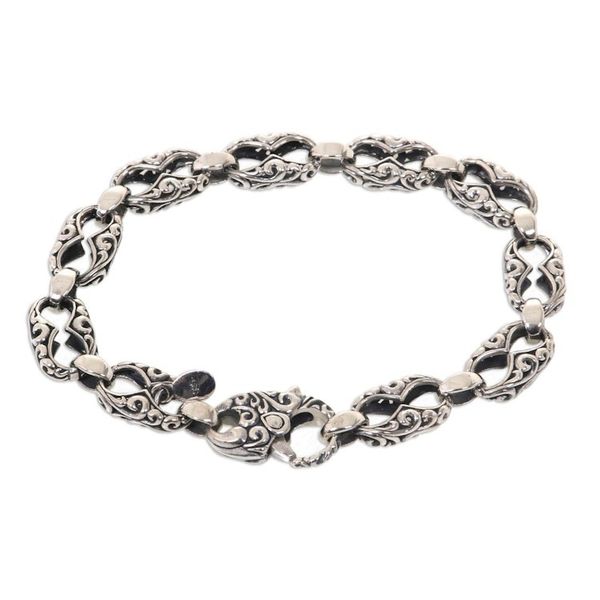 Alternate image for Hand Engraved Sterling Silver Link Bracelet from Bali Fern Connection