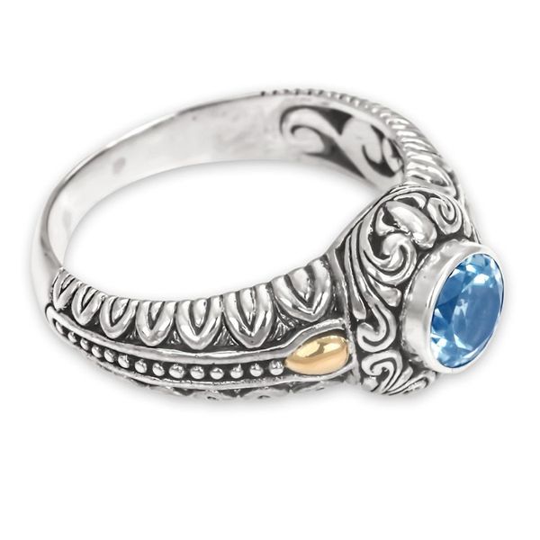 Alternate image for Blue Topaz Cocktail Ring with 18k Gold Accents Sky Treasure