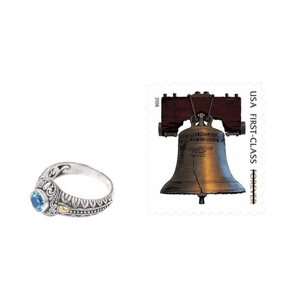 Alternate image for Blue Topaz Cocktail Ring with 18k Gold Accents Sky Treasure