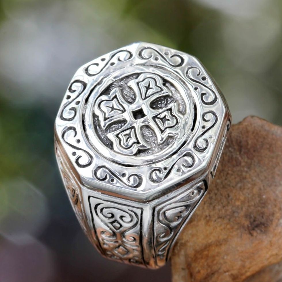 Sterling Silver Signet Ring for Women 'Lost Temple'