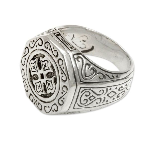 Alternate image for Sterling Silver Signet Ring for Women Lost Temple