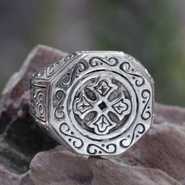 Alternate image for Sterling Silver Signet Ring for Women Lost Temple