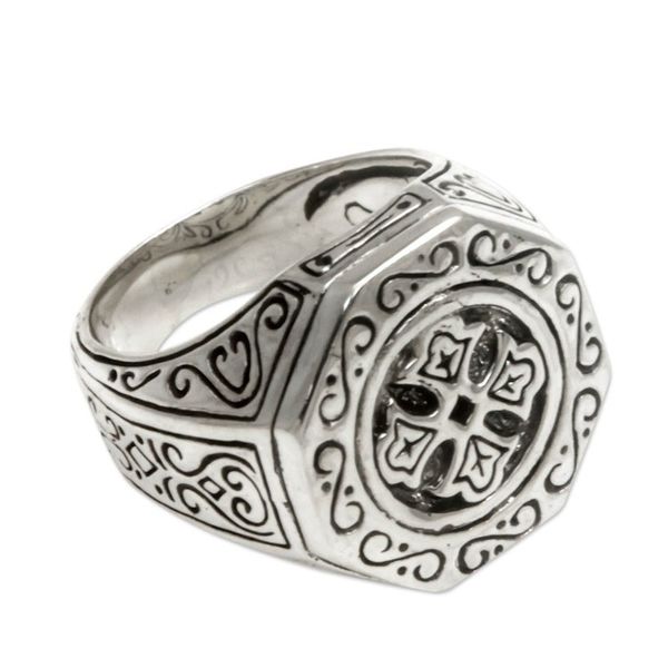 Alternate image for Sterling Silver Signet Ring for Women Lost Temple