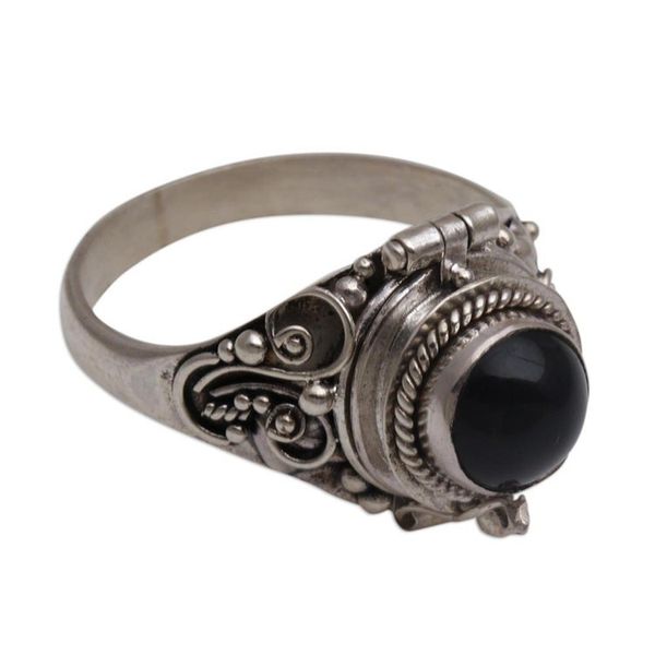 Alternate image for Onyx and 925 Sterling Silver Locket Ring from Bali Gerhana Shrine