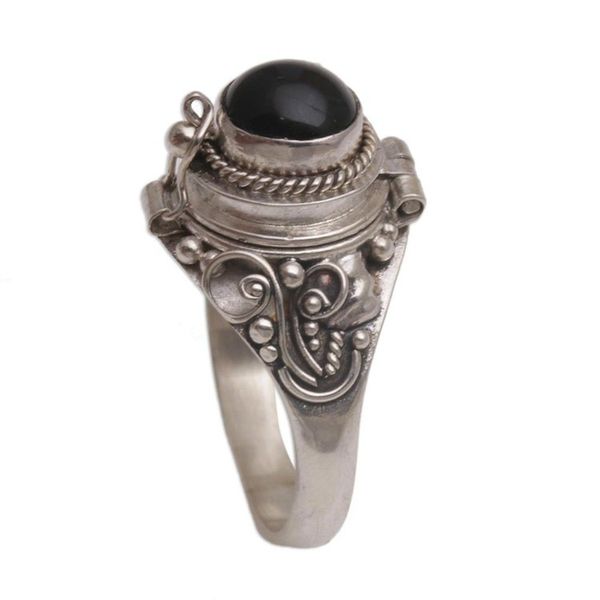Alternate image for Onyx and 925 Sterling Silver Locket Ring from Bali Gerhana Shrine