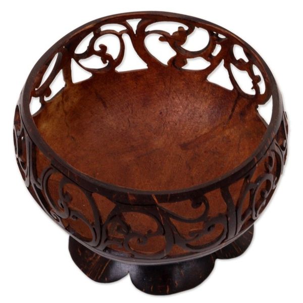Alternate image for Hand Made Coconut Shell Catchall Spiral from Indonesia Spiral Vine