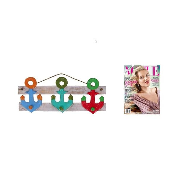 Alternate image for Artisan Crafted Nautical Theme Wooden Coat Rack from Bali Three Anchors