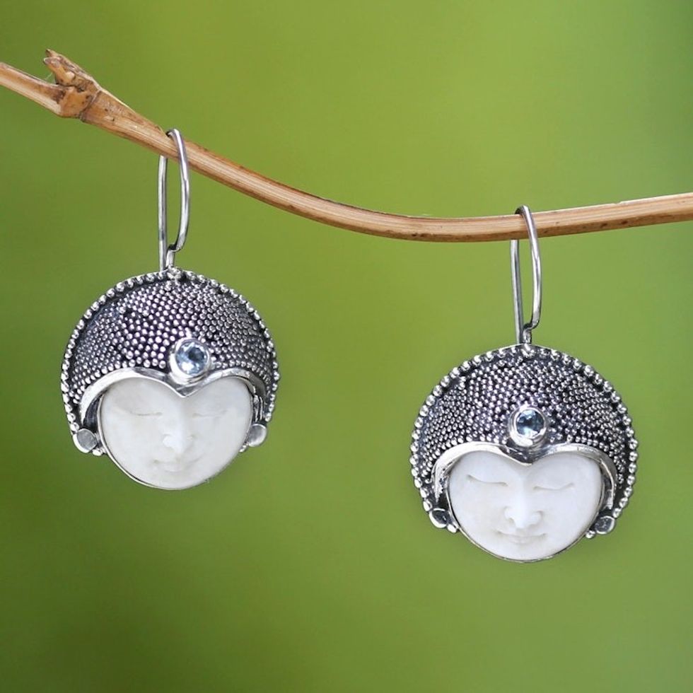 Sterling Silver and Blue Topaz Drop Earrings 'Royal Lady'