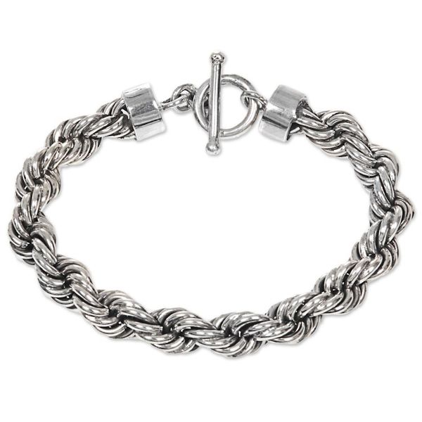 Alternate image for Artisan Crafted Sterling Silver Bracelet with Rope Motif Spiral Bound