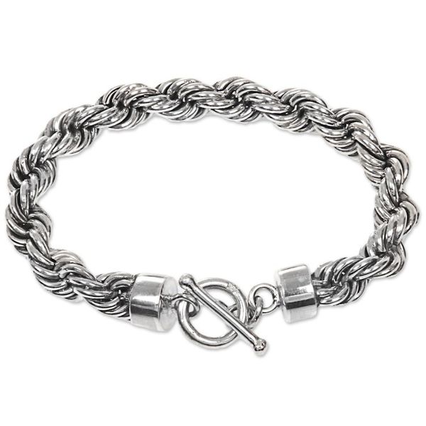 Alternate image for Artisan Crafted Sterling Silver Bracelet with Rope Motif Spiral Bound