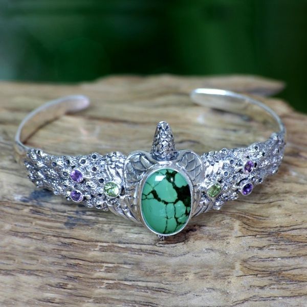 Alternate image for Balinese Turtle Cuff Bracelet Turquoise Turtle