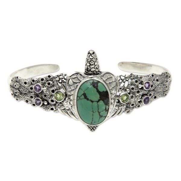Alternate image for Balinese Turtle Cuff Bracelet Turquoise Turtle