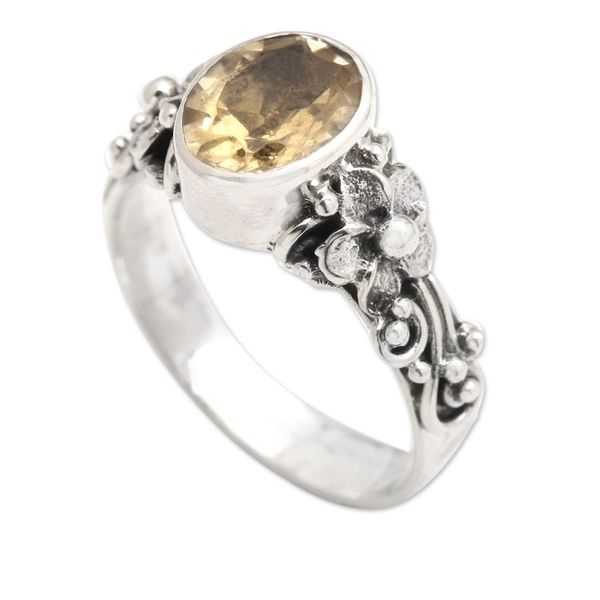 Alternate image for One Carat Citrine Cocktail Ring in Sterling SIlver Wayside Flower