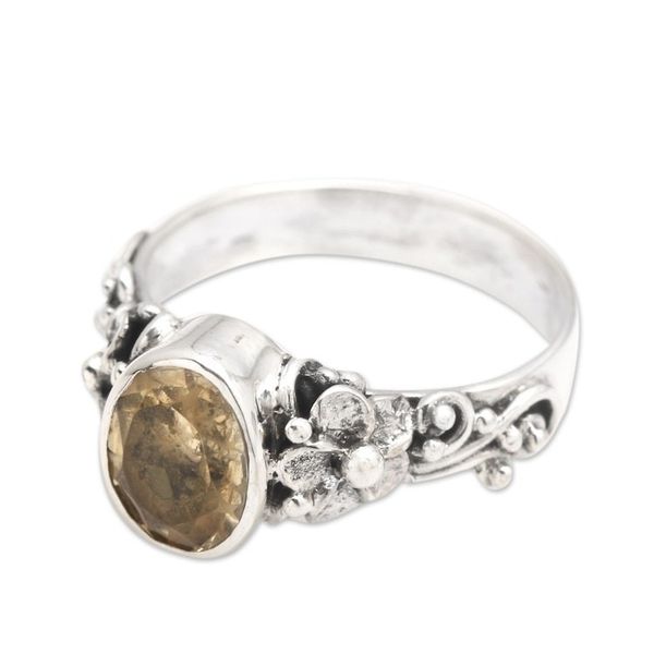 Alternate image for One Carat Citrine Cocktail Ring in Sterling SIlver Wayside Flower