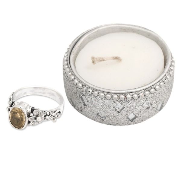 Alternate image for One Carat Citrine Cocktail Ring in Sterling SIlver Wayside Flower