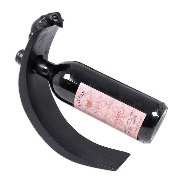 Alternate image for Hand Crafted Wood Bottle Holder with Lizard from Indonesia Black Lizard