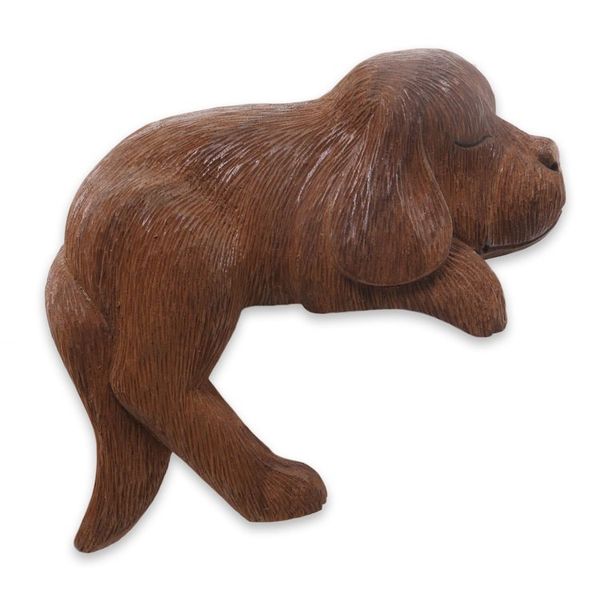 Alternate image for Sleepy Cocker Spaniel Puppy Sculpture Hand Carved in Wood Long-Haired Cocker Spaniel