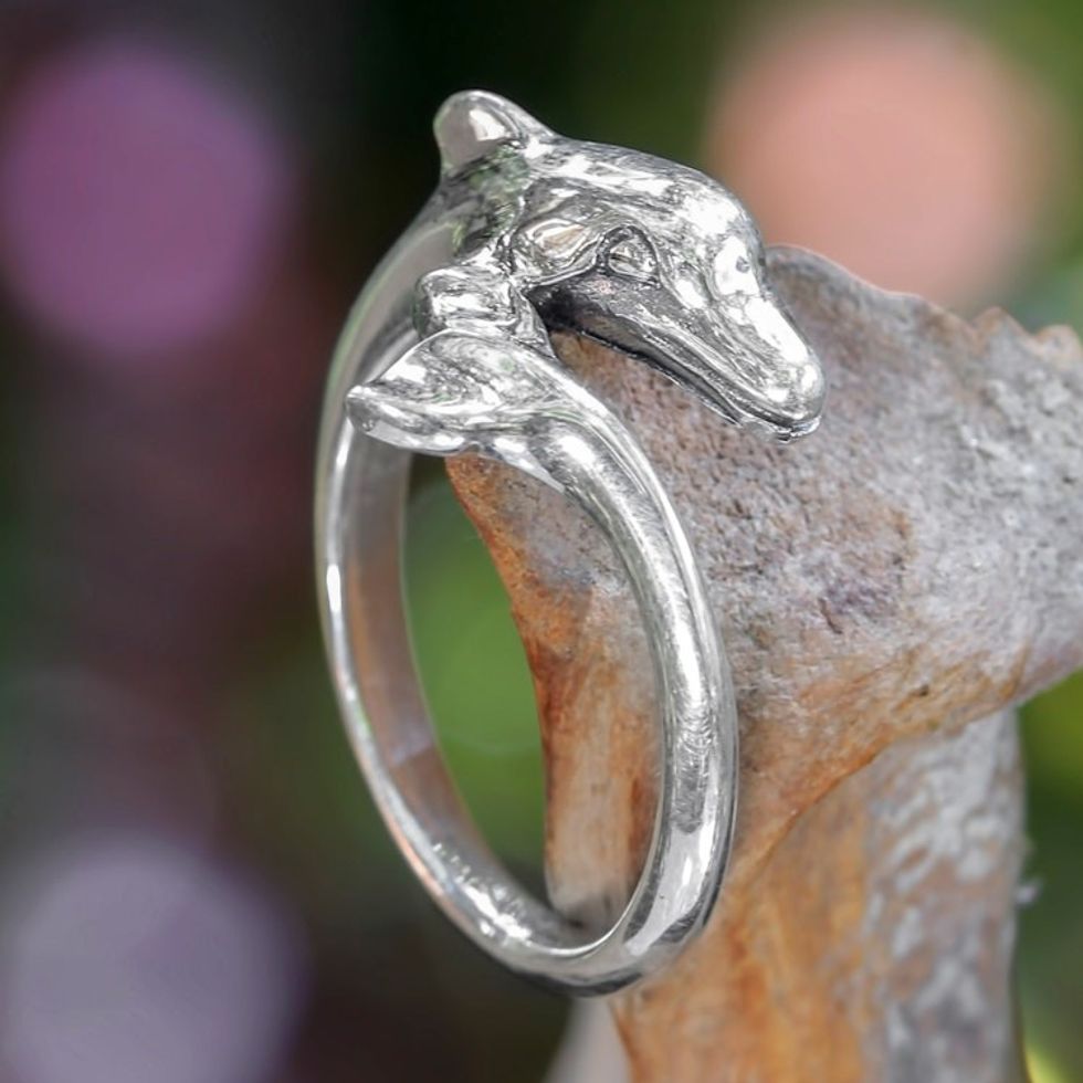 Sterling Silver Dolphin Cocktail Ring Artisan Jewelry 'Baby Dolphin'