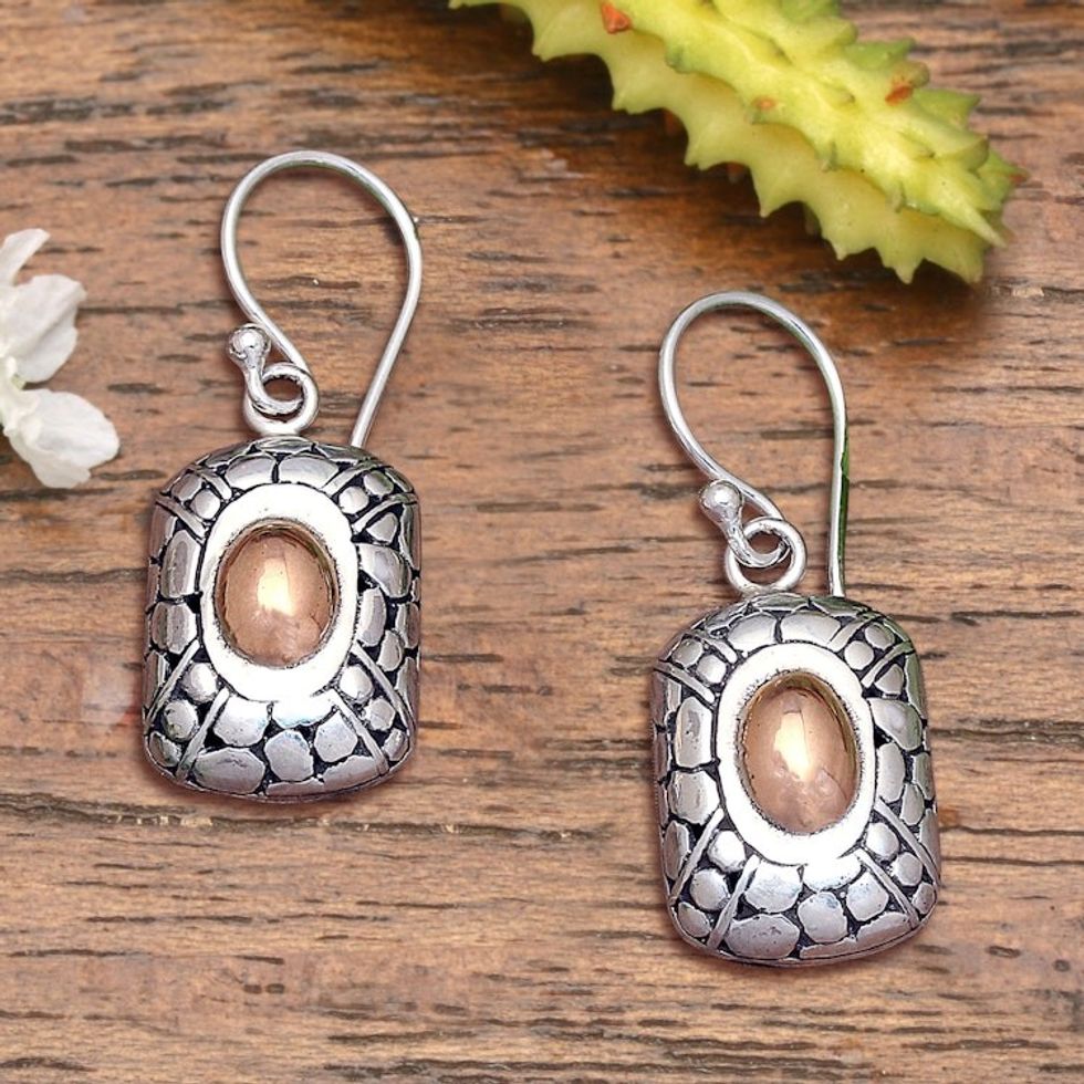 Gold Accent Dangle Earrings from Bali 'Kissed by the Sun'