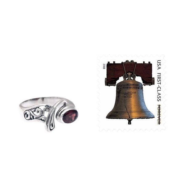 Alternate image for Ornate Asymmetrical Garnet and Sterling Silver Ring Jimbaran
