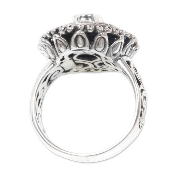 Alternate image for Pear Shaped Sterling Silver Cocktail Ring with Garnet Lotus Spirit