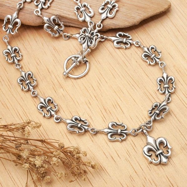Alternate image for Balinese Silver Link Necklace for Women Fleur de Lis