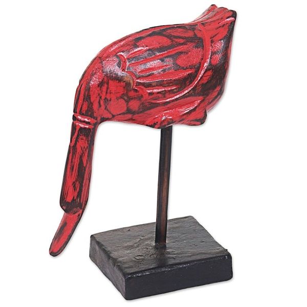 Alternate image for Hand Carved Wood Sculpture of a Red Duck from Indonesia Red Duck