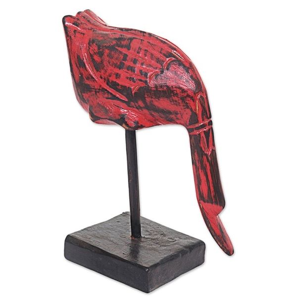 Alternate image for Hand Carved Wood Sculpture of a Red Duck from Indonesia Red Duck