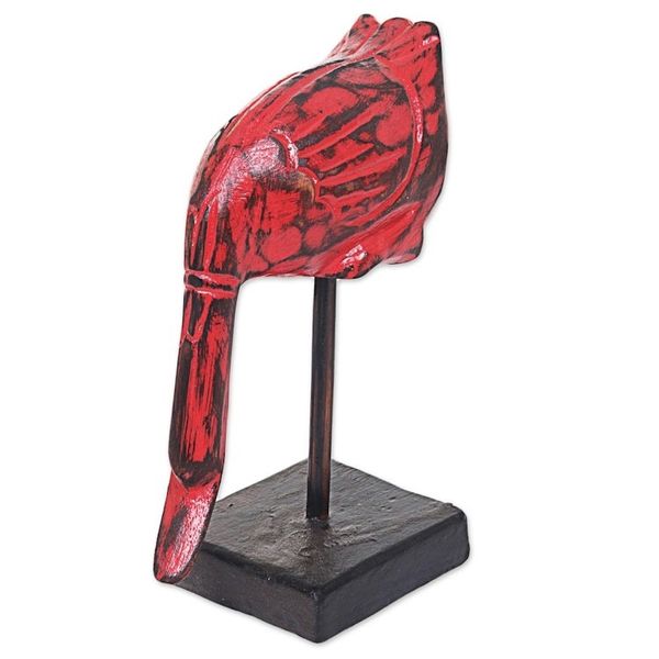 Alternate image for Hand Carved Wood Sculpture of a Red Duck from Indonesia Red Duck