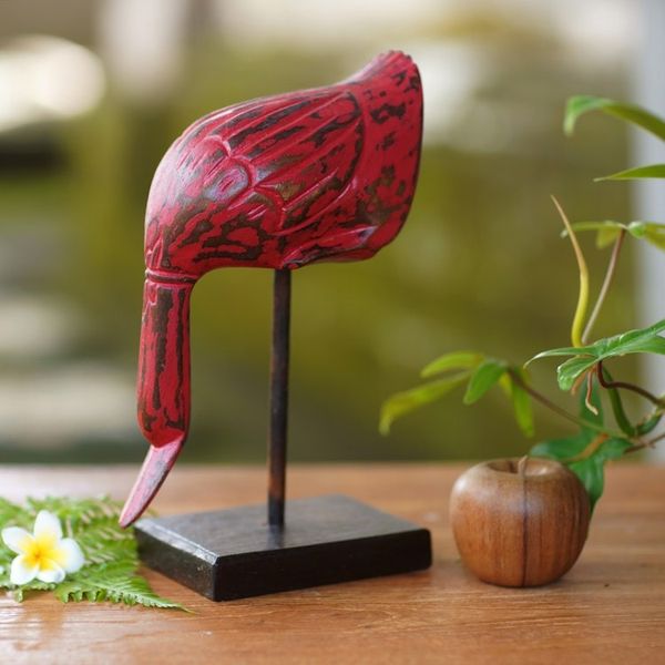 Alternate image for Hand Carved Wood Sculpture of a Red Duck from Indonesia Red Duck