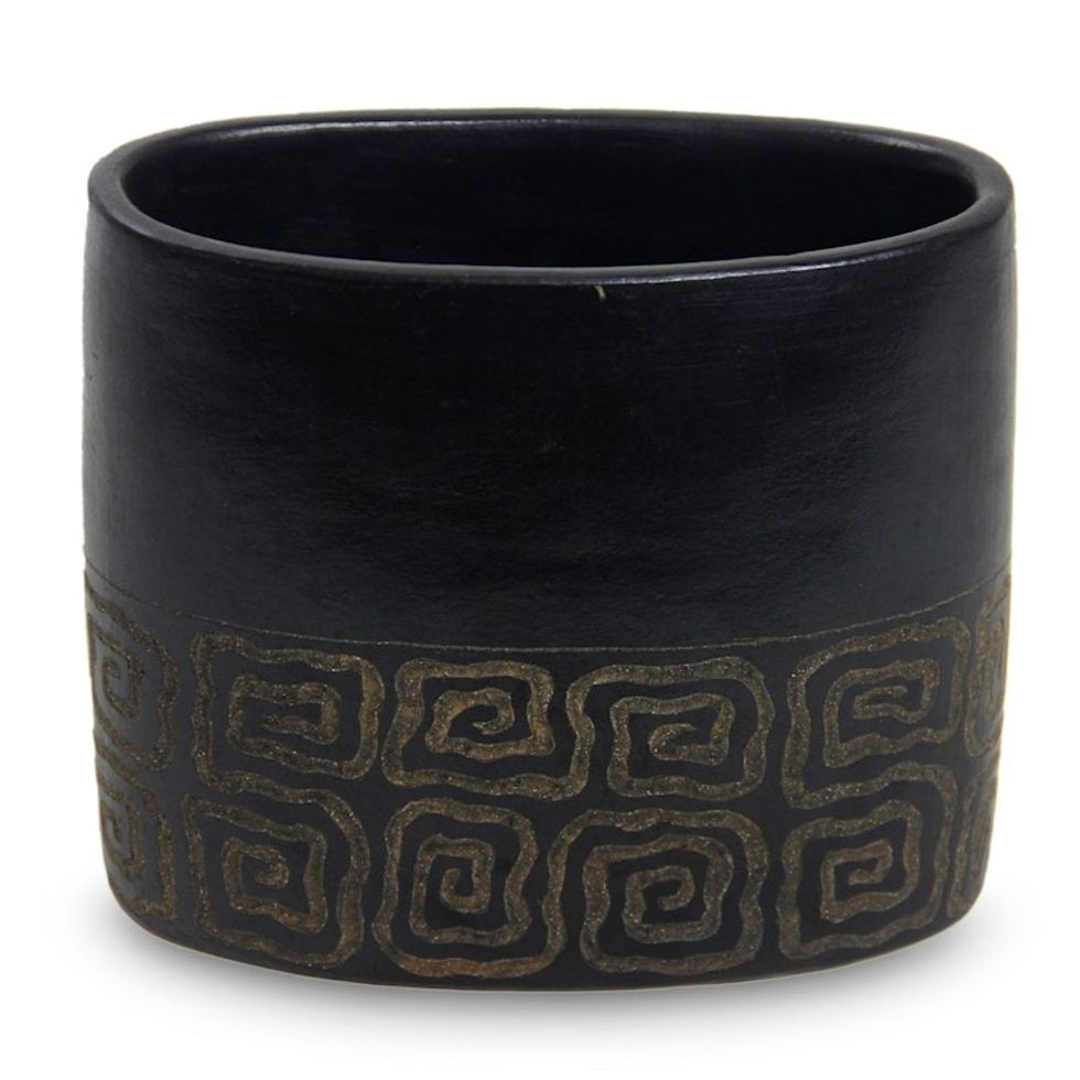 Black Terracotta Decorative Vase from Java 'Dream Mist'