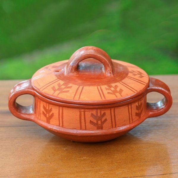 Alternate image for Hand Crafted Terracotta Serving Dish and Lid Island Arrow