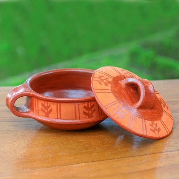Alternate image for Hand Crafted Terracotta Serving Dish and Lid Island Arrow