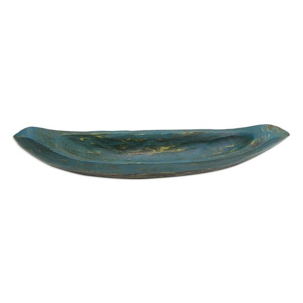 Alternate image for Green Hand Carved Boat Theme Catchall Vintage Green Canoe