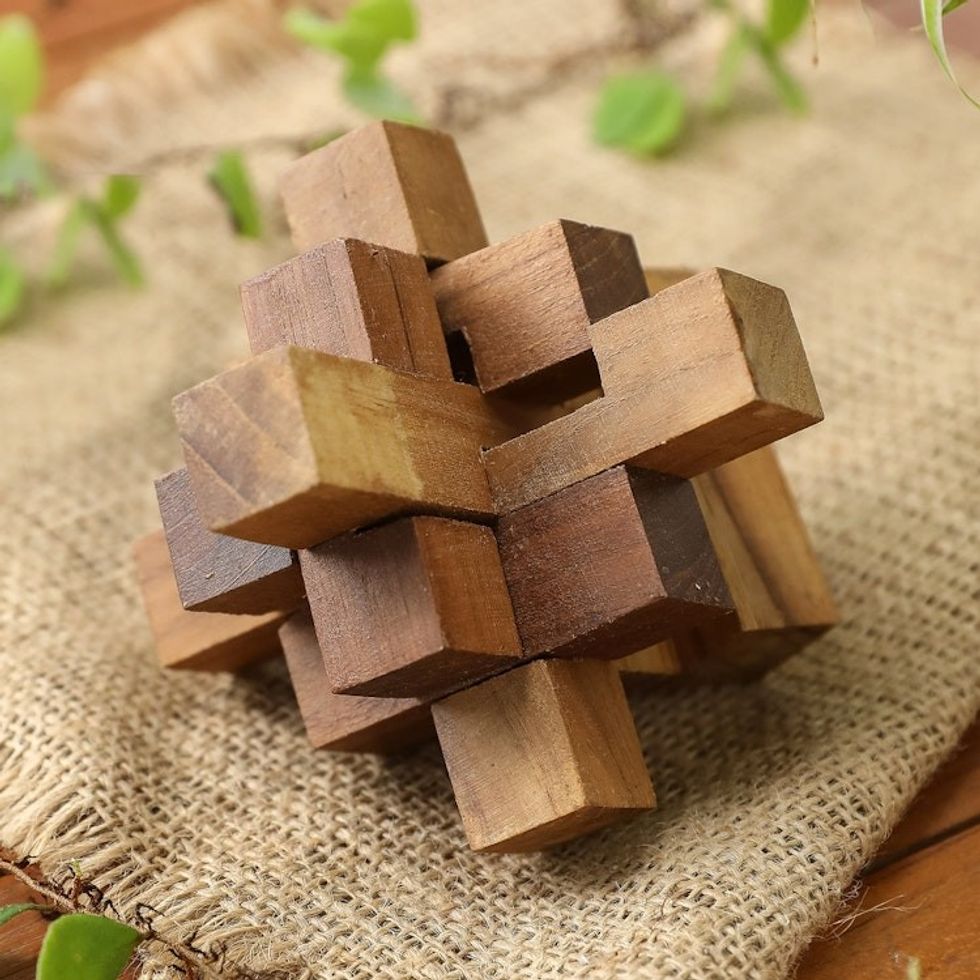 Hand Crafted Recycled Teak Wood Puzzle from Java ''Challenge''