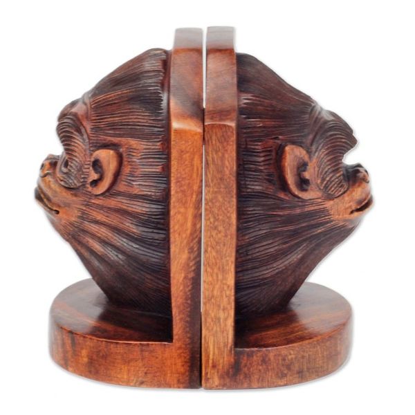 Alternate image for Balinese Artisan Crafted Signed Orangutan Bookends Pair Orangutan Couple
