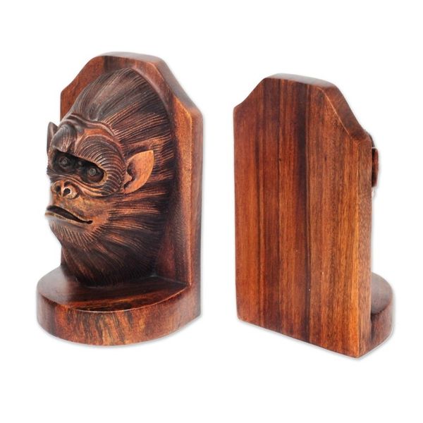Alternate image for Balinese Artisan Crafted Signed Orangutan Bookends Pair Orangutan Couple