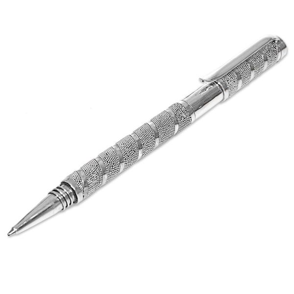 Alternate image for Hand Made Sterling Silver Ballpoint Pen from Indonesia Twirling Coral