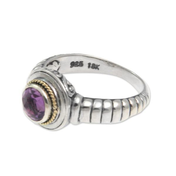 Alternate image for Artisan Crafted Amethyst and Sterling Silver Ring Bali Wisdom