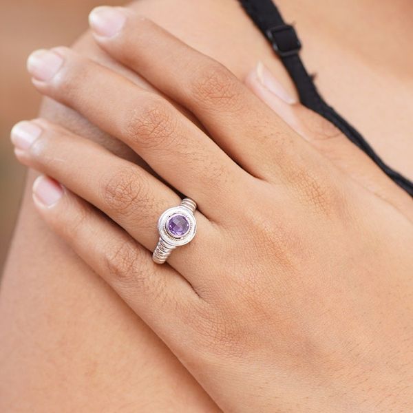 Alternate image for Artisan Crafted Amethyst and Sterling Silver Ring Bali Wisdom