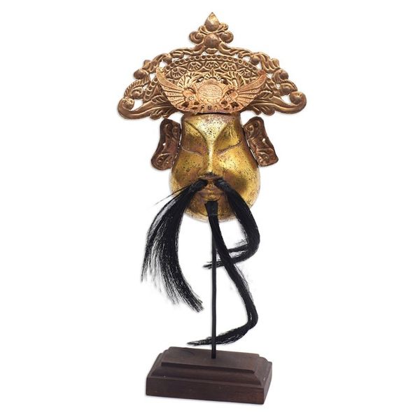 Alternate image for Gold Tone Wood and Copper Mask from Indonesia Master of Drama