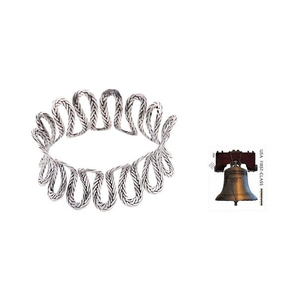 Alternate image for Unique Balinese Fair Trade Wide Silver Bangle The River