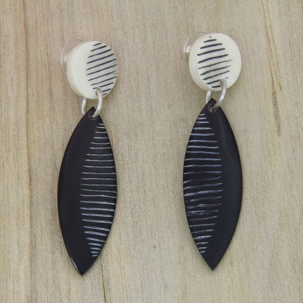 Alternate image for Carved Bone and Horn Dangle Style Earrings from Bali Classic Comb