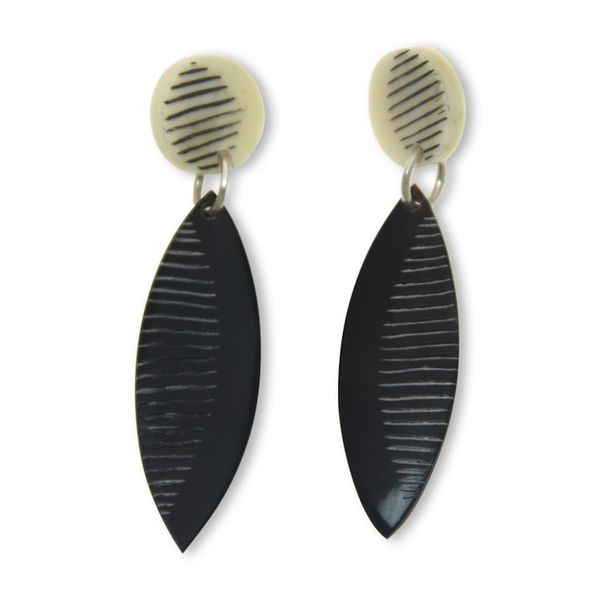 Alternate image for Carved Bone and Horn Dangle Style Earrings from Bali Classic Comb