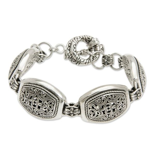 Alternate image for Ornate Indonesian Silver Link Bracelet Karimunjawa Islands