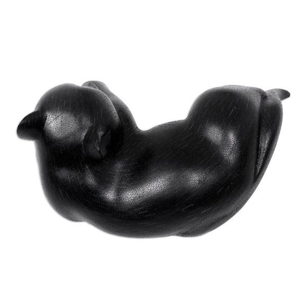 Alternate image for Black Wood Sleeping Dog Statuette from Suar Wood Kintamani Dog