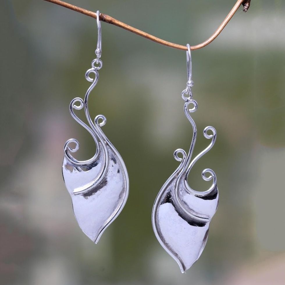 Handcrafted Balinese Butterfly Theme Silver Earrings 'Monarch Wings'