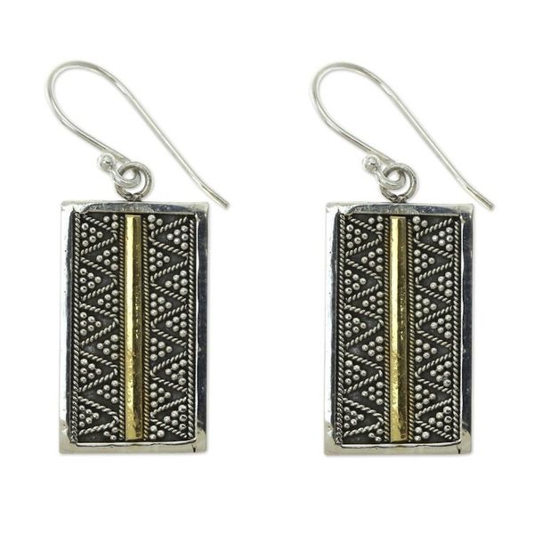 Alternate image for Fair Trade Silver Earrings with 18k Gold Accents Temple Gate