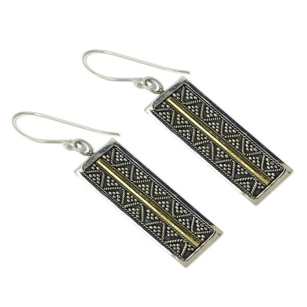 Alternate image for Fair Trade Silver Earrings with 18k Gold Accents Temple Gate