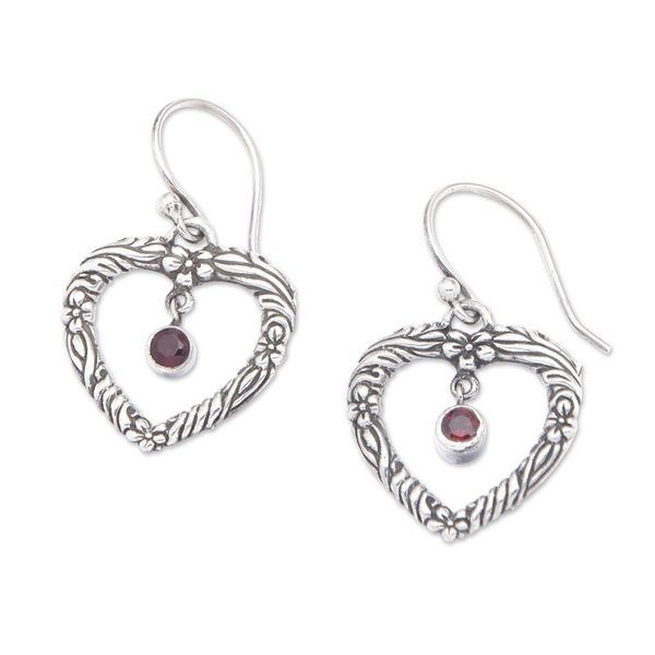 Alternate image for Sterling Silver and Garnet Dangle Earrings from Indonesia Steal My Heart
